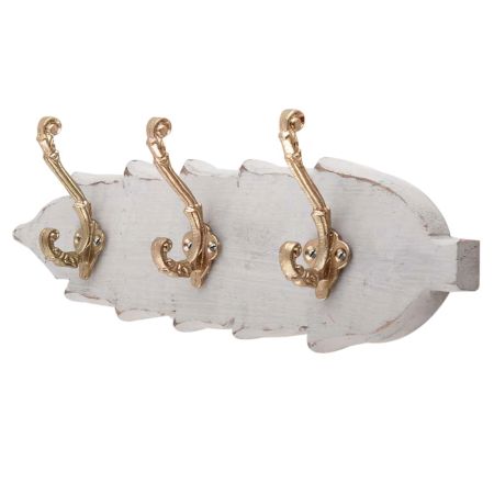 Grey Golden Small Wall Wooden Iron Hooks